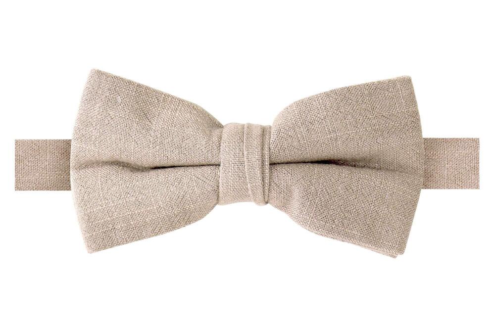 6056 Linen Blend Bow Tie Tan